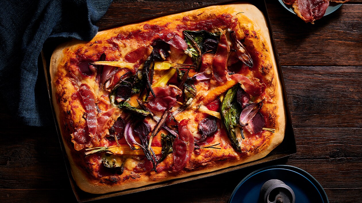 Heirloom Vegetable and Pancetta Pizza – Recipe Heirloom Vegetable and Pancetta Pizza – Recipe