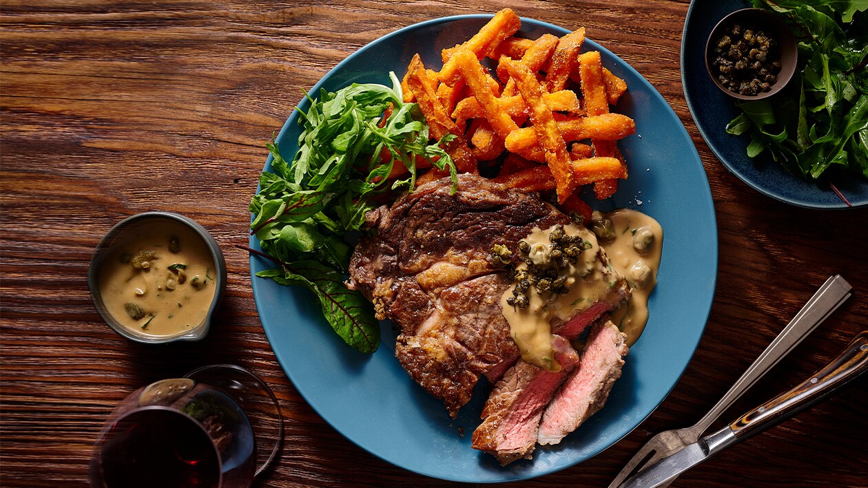 Scotch Fillet with Creamy Caper Gravy – Recipe