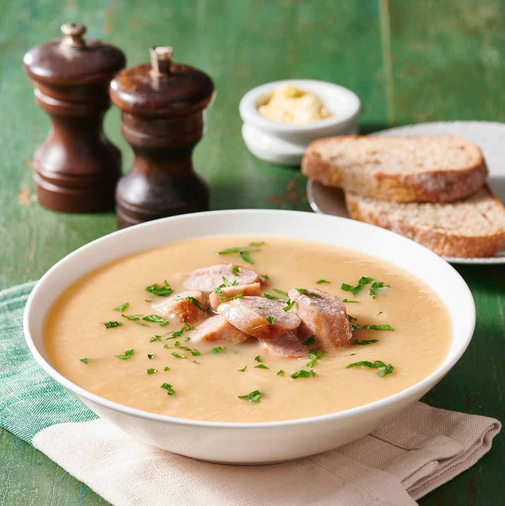 Roast parsnip and sausage soup