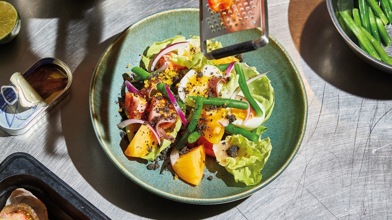 Salad Niçoise with Bottarga and Black Olive Crumble – Recipe