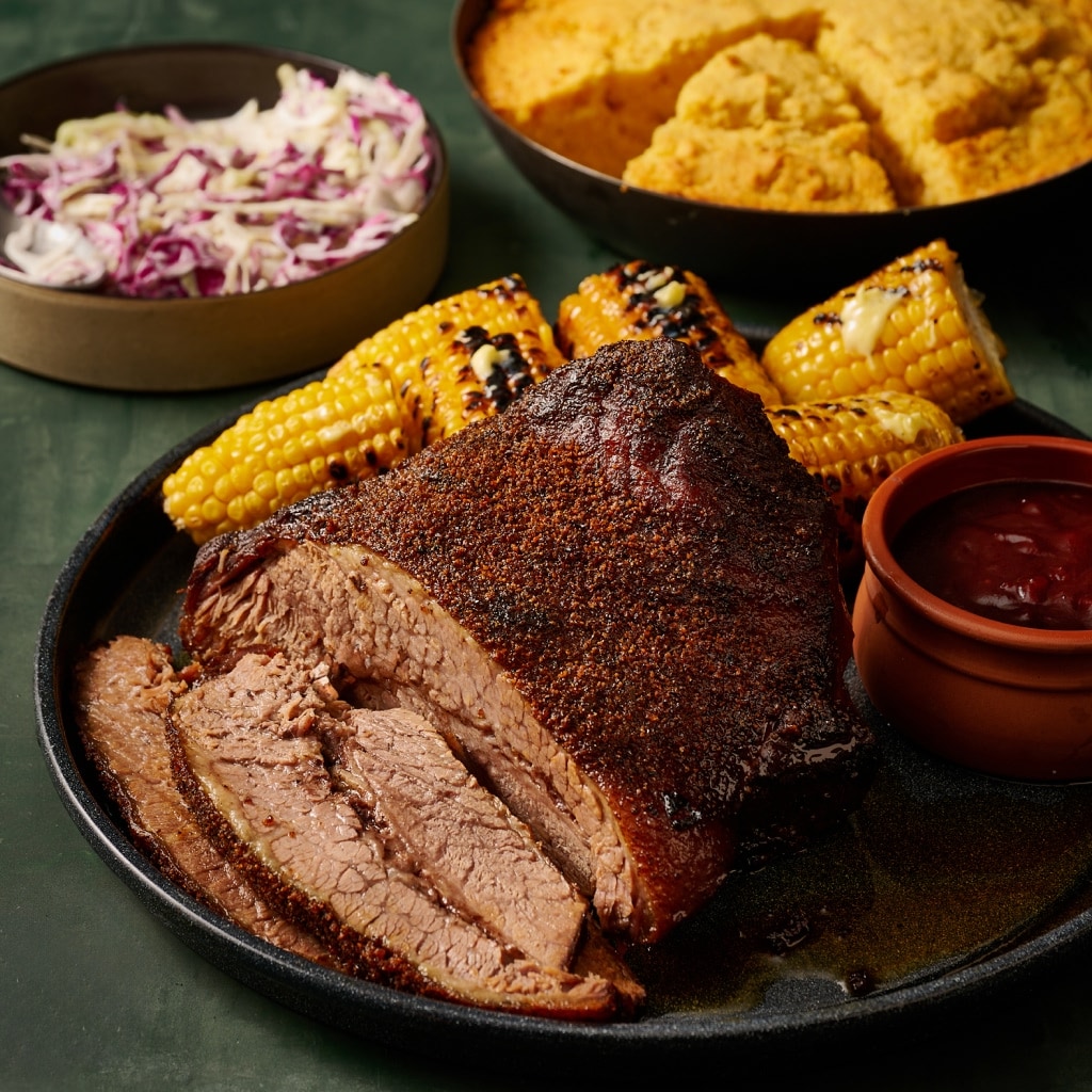 Texas-Style Beef Brisket with Bourbon BBQ Sauce Texas-Style Beef Brisket with Bourbon BBQ Sauce