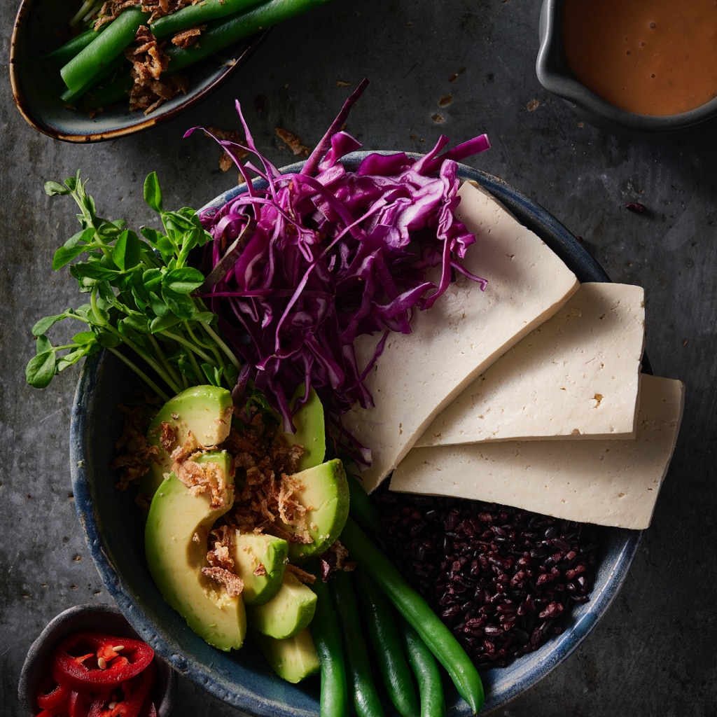 Vegan Bali Bowl with Tofu and Satay Dressing Vegan Bali Bowl with Tofu and Satay Dressing