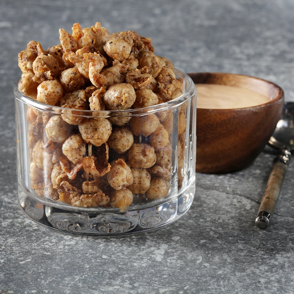 Moroccan Chickpea Popcorn with Harissa Dip Moroccan Chickpea Popcorn with Harissa Dip