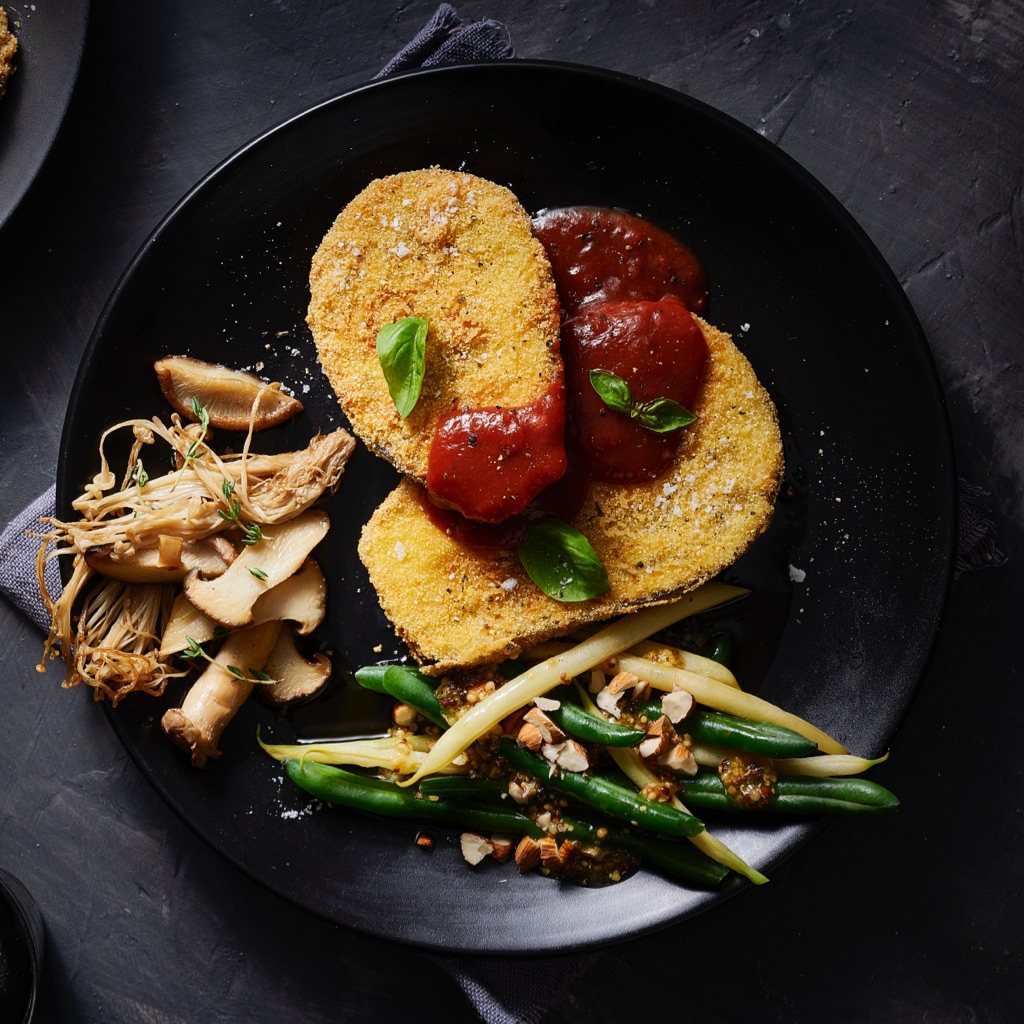 Polenta Crusted Eggplant Schnitzel Polenta Crusted Eggplant Schnitzel