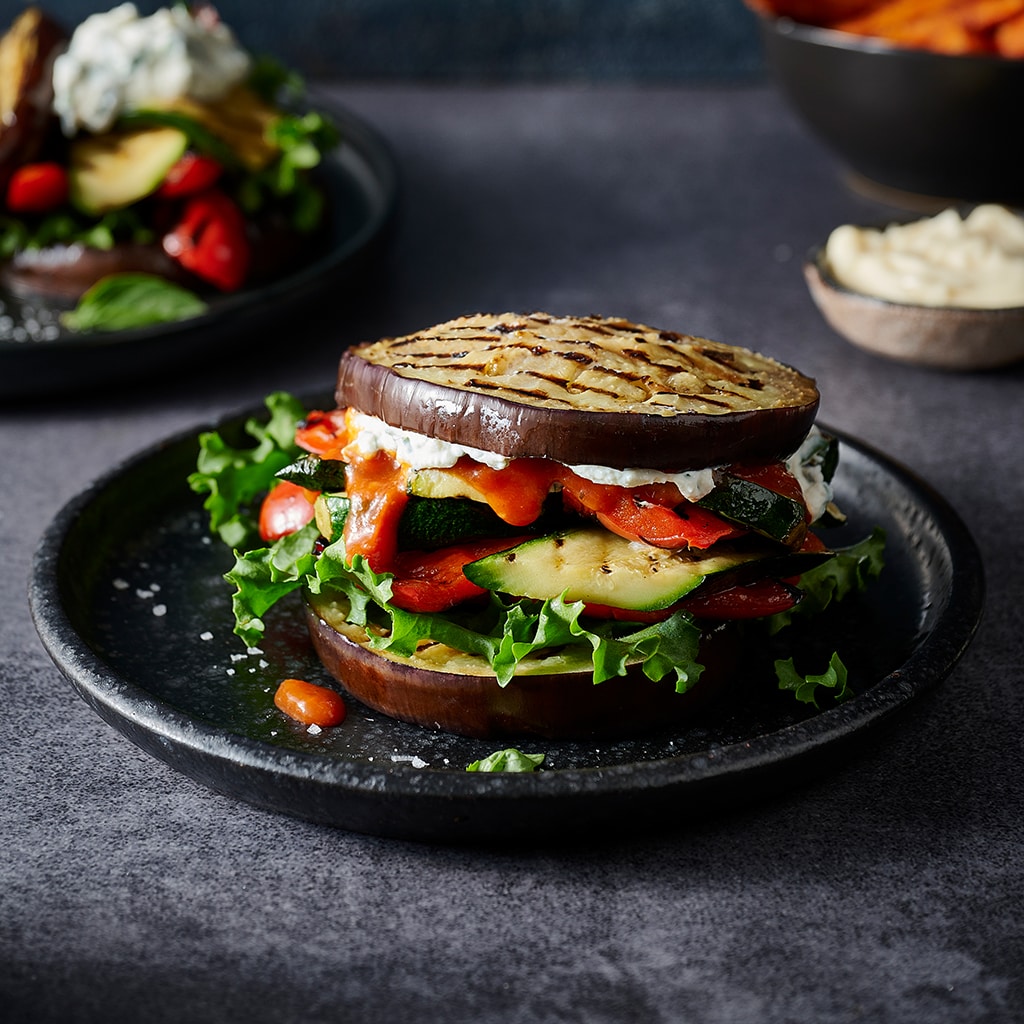 Vege Stack Burger with Herb Ricotta Vege Stack Burger with Herb Ricotta