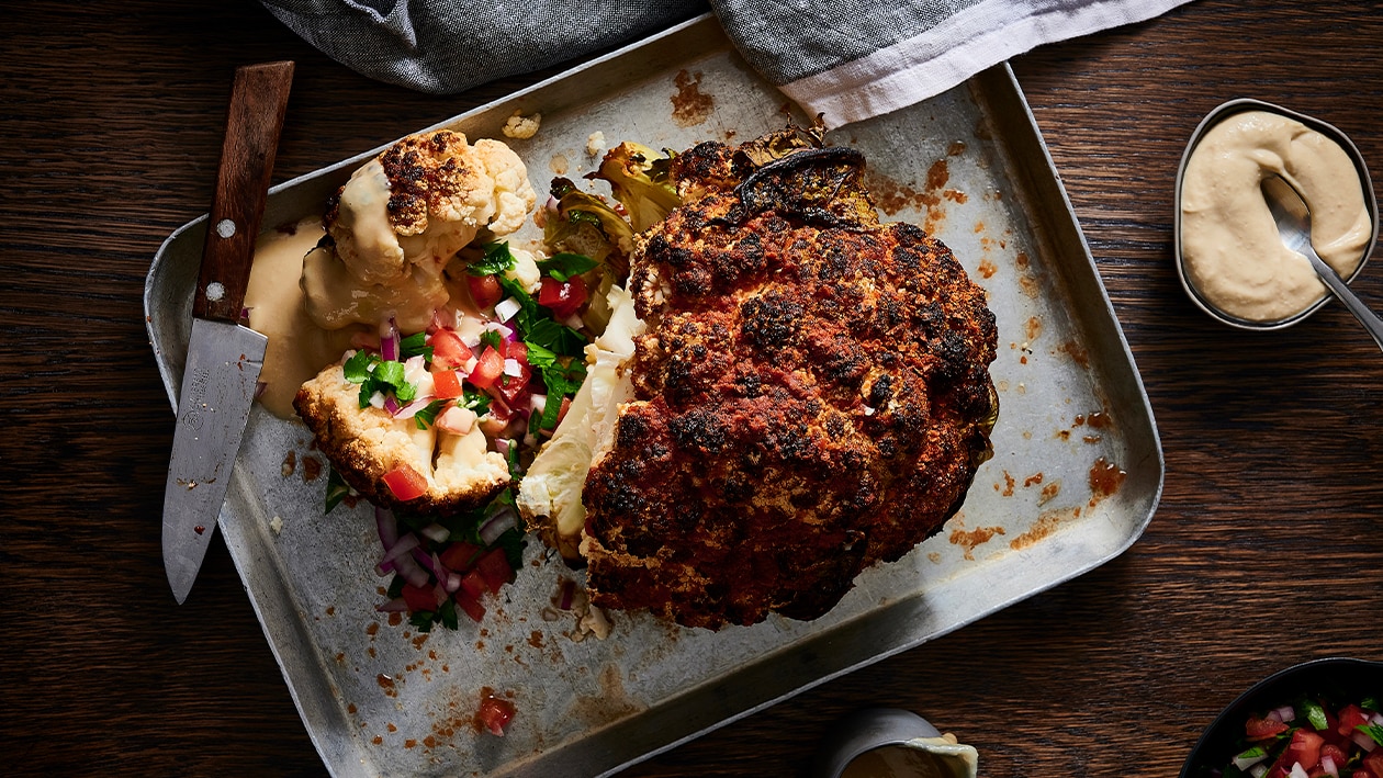 Whole Roasted Cauliflower with Tahini – Recipe