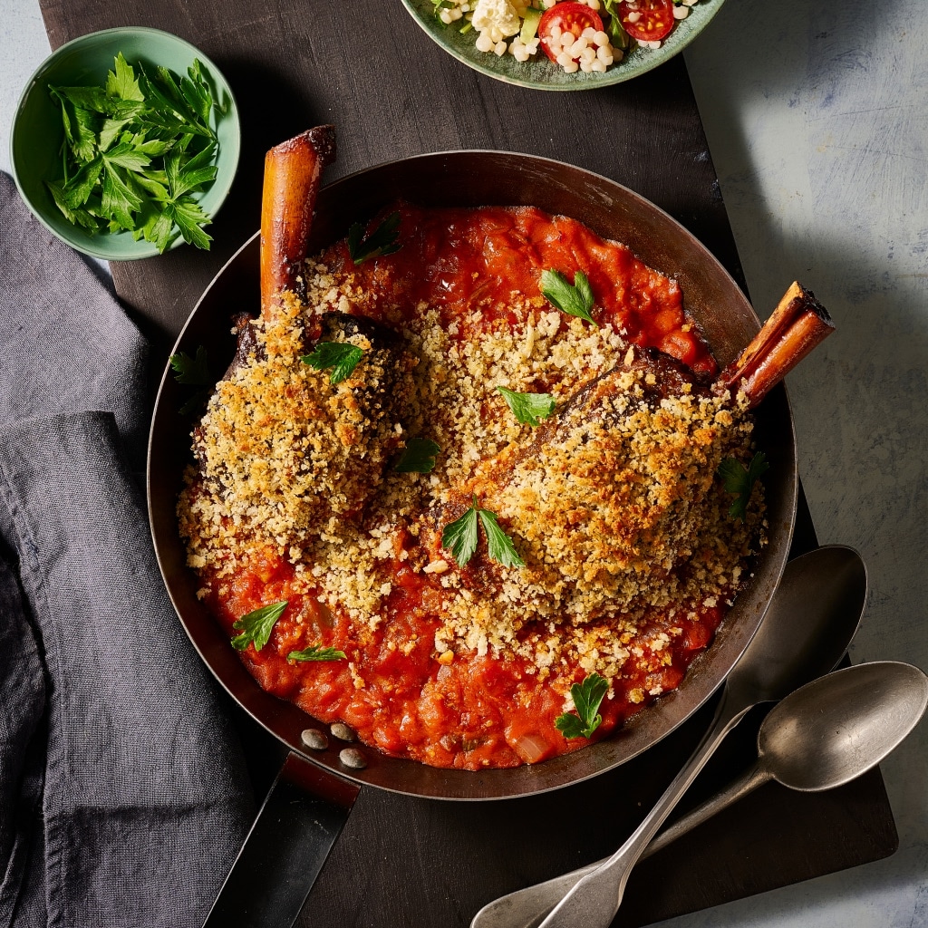 Za'atar and Panko Crusted Braised Lamb Shanks Za'atar and Panko Crusted Braised Lamb Shanks