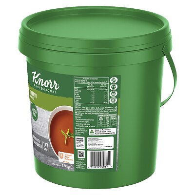 KNORR Professional Tomato Soup Mix Gluten Free 1.9kg - This KNORR Professional Tomato Gluten Free soup mix is quick & easy to use, has no added MSG and delivers an authentic homestyle taste.