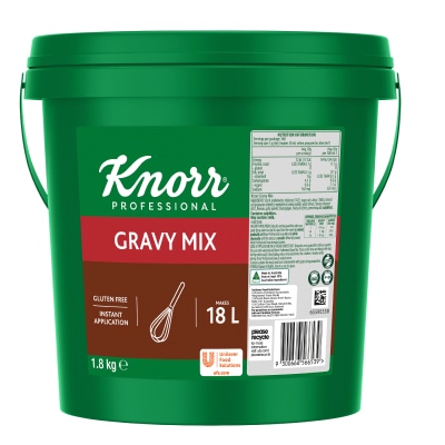 KNORR Gravy Mix Gluten Free 1.8kg - KNORR Gravy Mix is an affordable reliable solution that delivers a classic gravy taste in every serve.