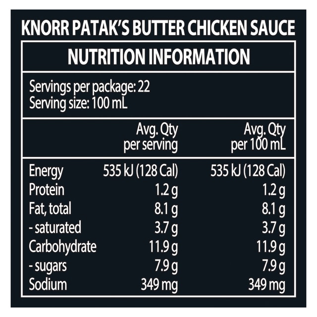 Knorr Professional Patak's Butter Chicken Sauce 2.2L - KNORR Patak’s Butter Chicken Sauce offers a mild, delicious curry that residents will love.