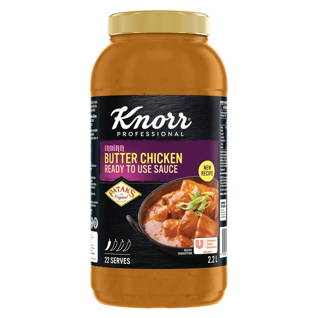 Knorr Professional Patak's Butter Chicken Sauce 2.2L - KNORR Patak’s Butter Chicken Sauce offers a mild, delicious curry that residents will love.