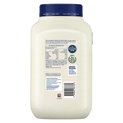 HELLMANN'S Ranch Dressing 2.55L - Our HELLMANN'S Salad Dressings provide exceptional coating performance for tastier salads.