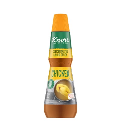 KNORR Concentrated Liquid Stock 1kg - Add a rich chicken taste to all kinds of dishes, both hot and cold with this concentrated stock, made by cooking chicken bones.