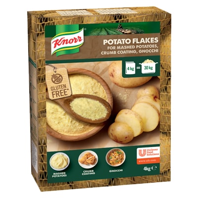 KNORR Potato Flakes Gluten Free 4kg - Made with 99% potatoes - sustainably sourced, the premium flake format of Knorr Potato Flakes delivers greater versatility and offers minimal handling.