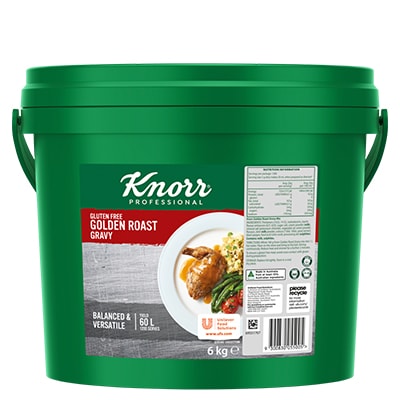 KNORR Golden Roast Gravy Gluten Free 6kg - Light, gluten-free and vegetarian, Knorr Golden Roast Gravy is ideal for modern palates and pairs beautifully with white meats and plant-based dishes.