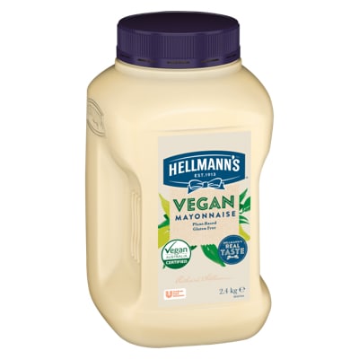 HELLMANN'S Vegan Mayonnaise 2.4kg - With the same great taste, texture, & quality as Hellmann's Real, this is a Vegan mayonnaise as it should be.