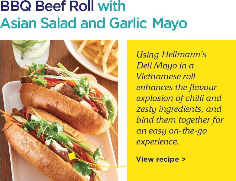 BBQ Beef Roll with Asian Salad and Garlic Mayo    