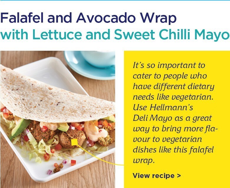 Falafel and Avocado Wrap with Lettuce and Sweet Chilli Mayo