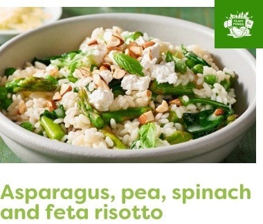 Asparagus, pea, spinach and feta risotto