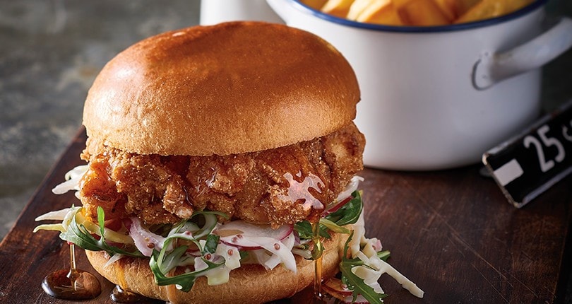Fried Buttermilk Chicken Burger with Honey Glaze