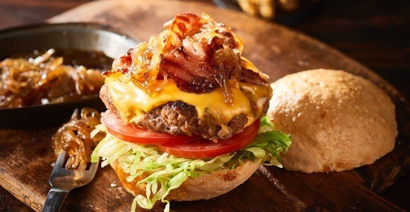 Canadian Burger, Beer Braised Onions